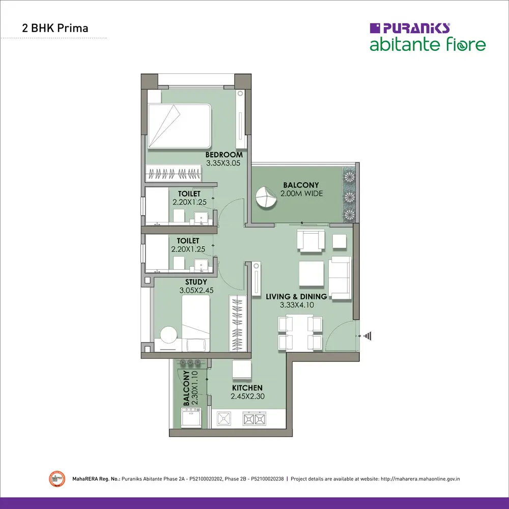 2 BHK Smart Residence floor plan